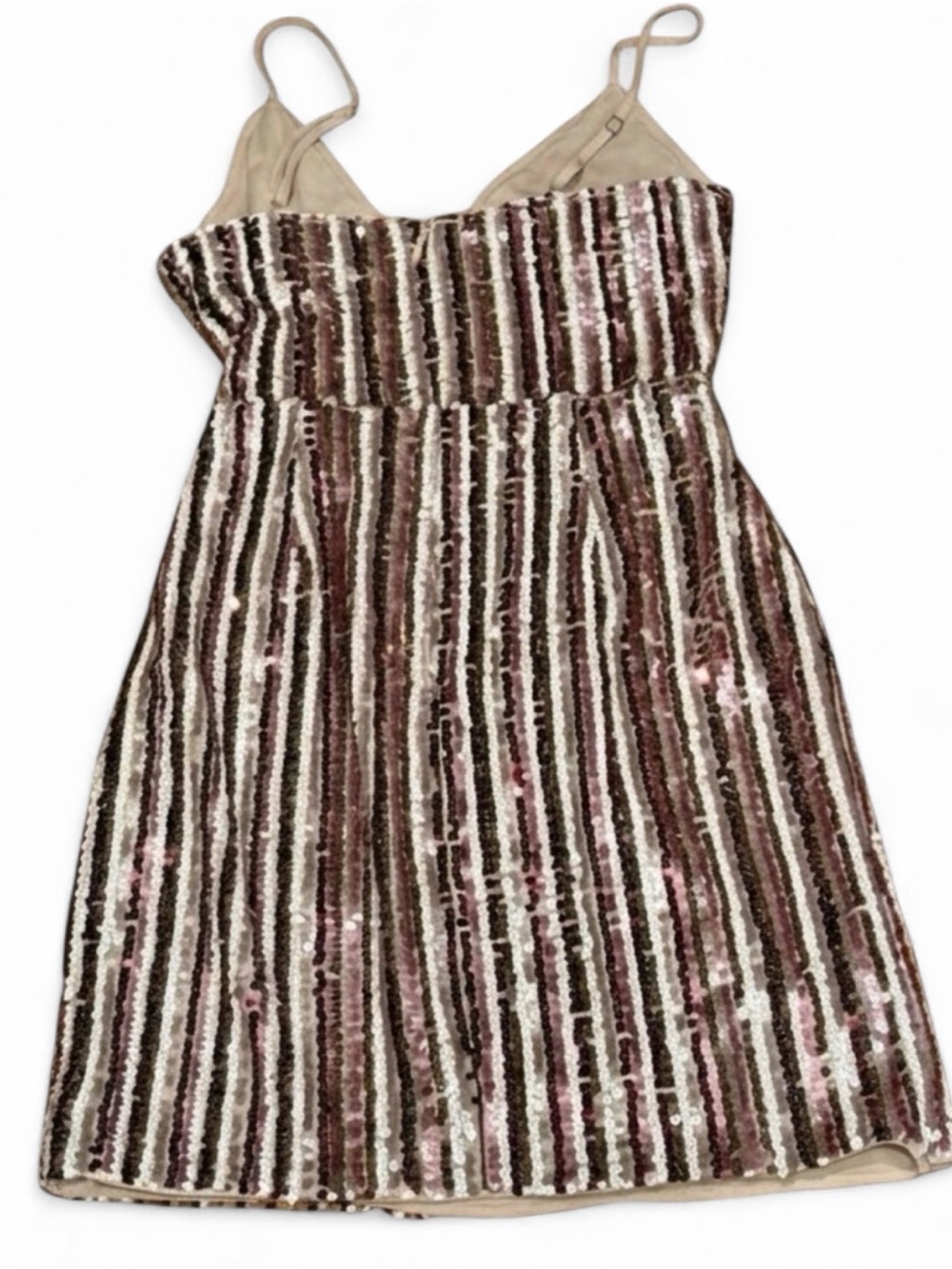 Bloomingdales BCBGAMAXAZRIA Women’s Sequin V-Neck Stripped Wrap Dress Size 2 - Picture 9 of 9